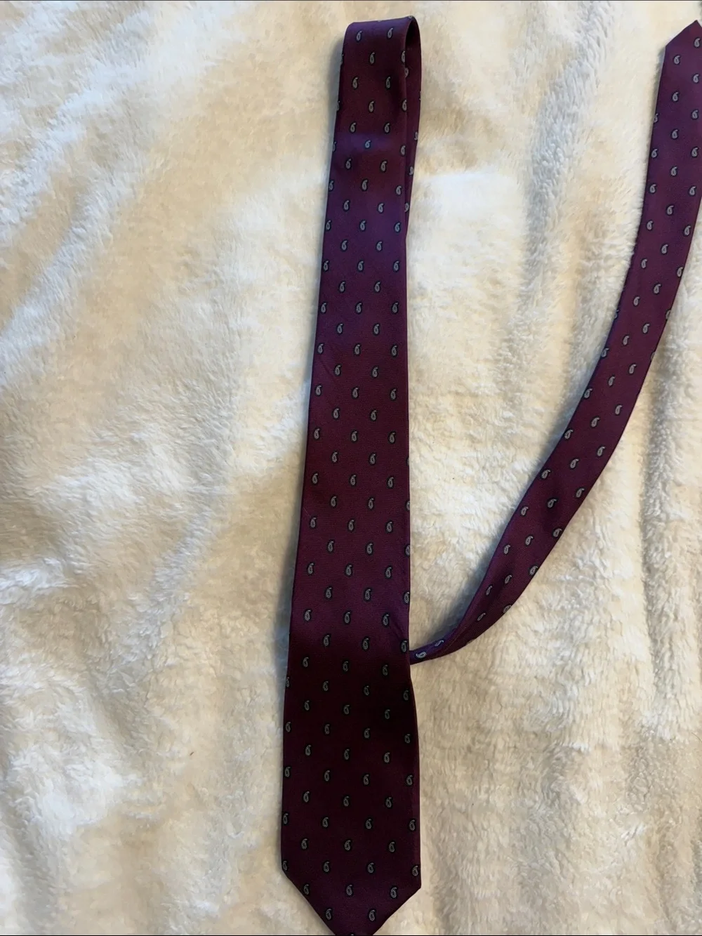 Brioni Burgundy 100 percent Silk Tie with Small Paisley Accents